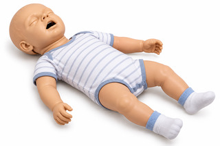 infant cpr training manikin on white infant cpr training manikin on white
